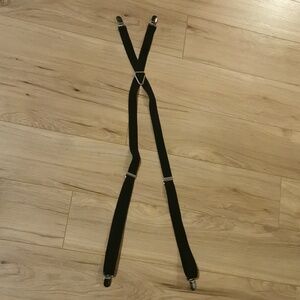 Black suspenders with silver hardware